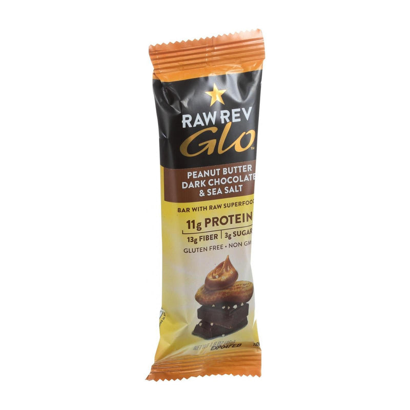 Raw Revolution Glo Bar - Peanut Butter Dark Chocolate & Sea Salt - 1.6 oz - 12 Pack - Cozy Farm 