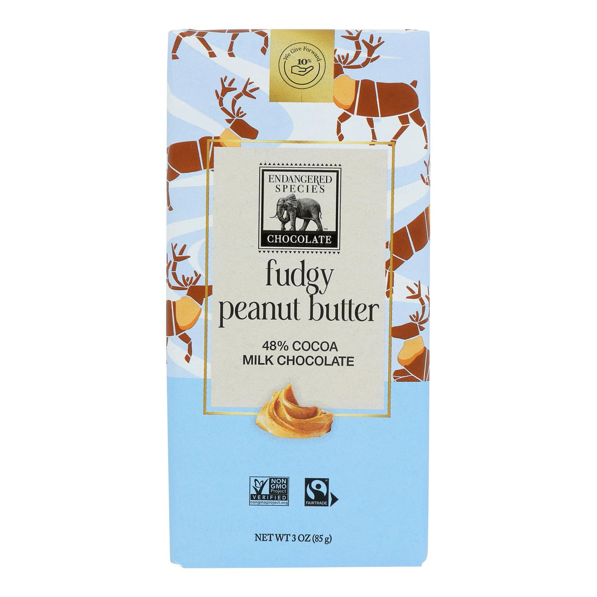 Endangered Species Milk Chocolate Peanut Butter Fudge Caramel 3 oz. Bars (12 Pack) - Cozy Farm