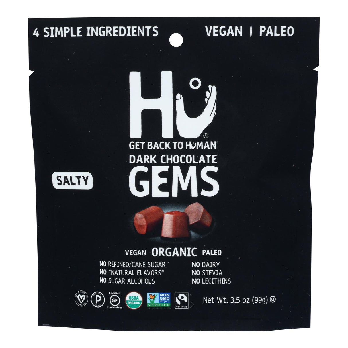 Hu Gems Dark Chocolate Salty Case of 6 - 3.5 oz. - Cozy Farm