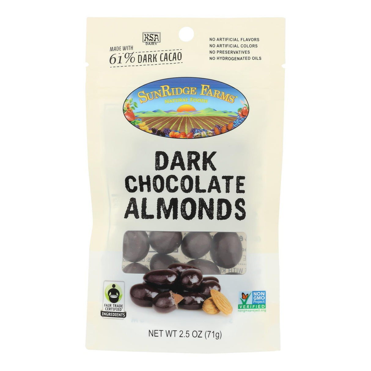 Sunridge Farms Dark Chocolate Almonds - 2.5 Oz (Case of 8) - Cozy Farm