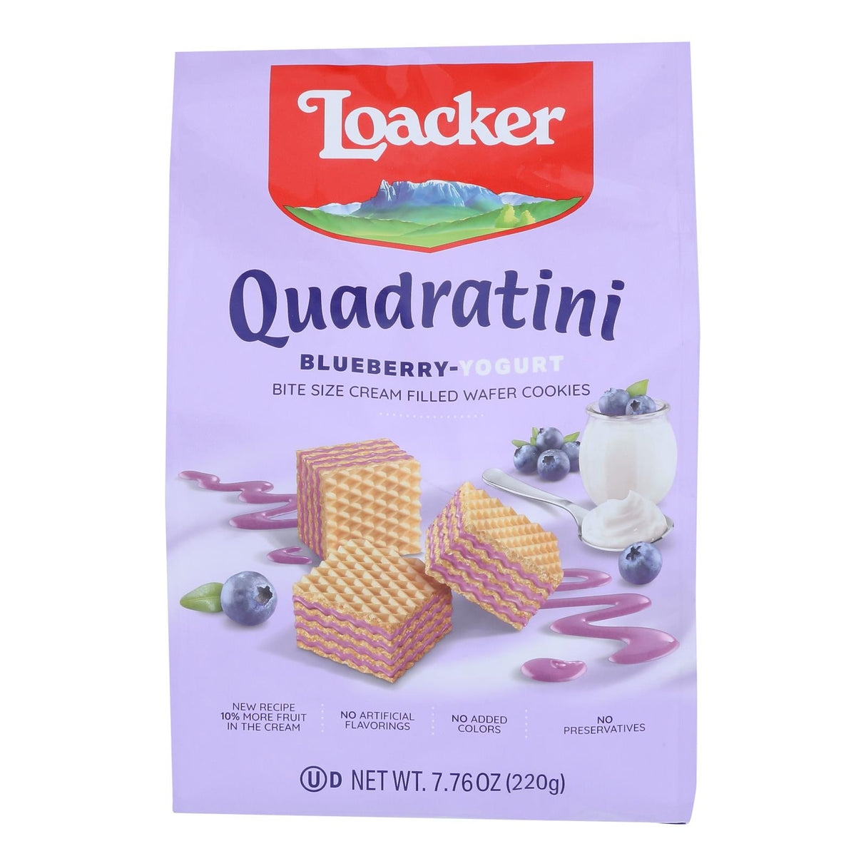 Loacker Quadratini Yogurt Blueberry Wafer Cookies, 7.76 Oz - Cozy Farm