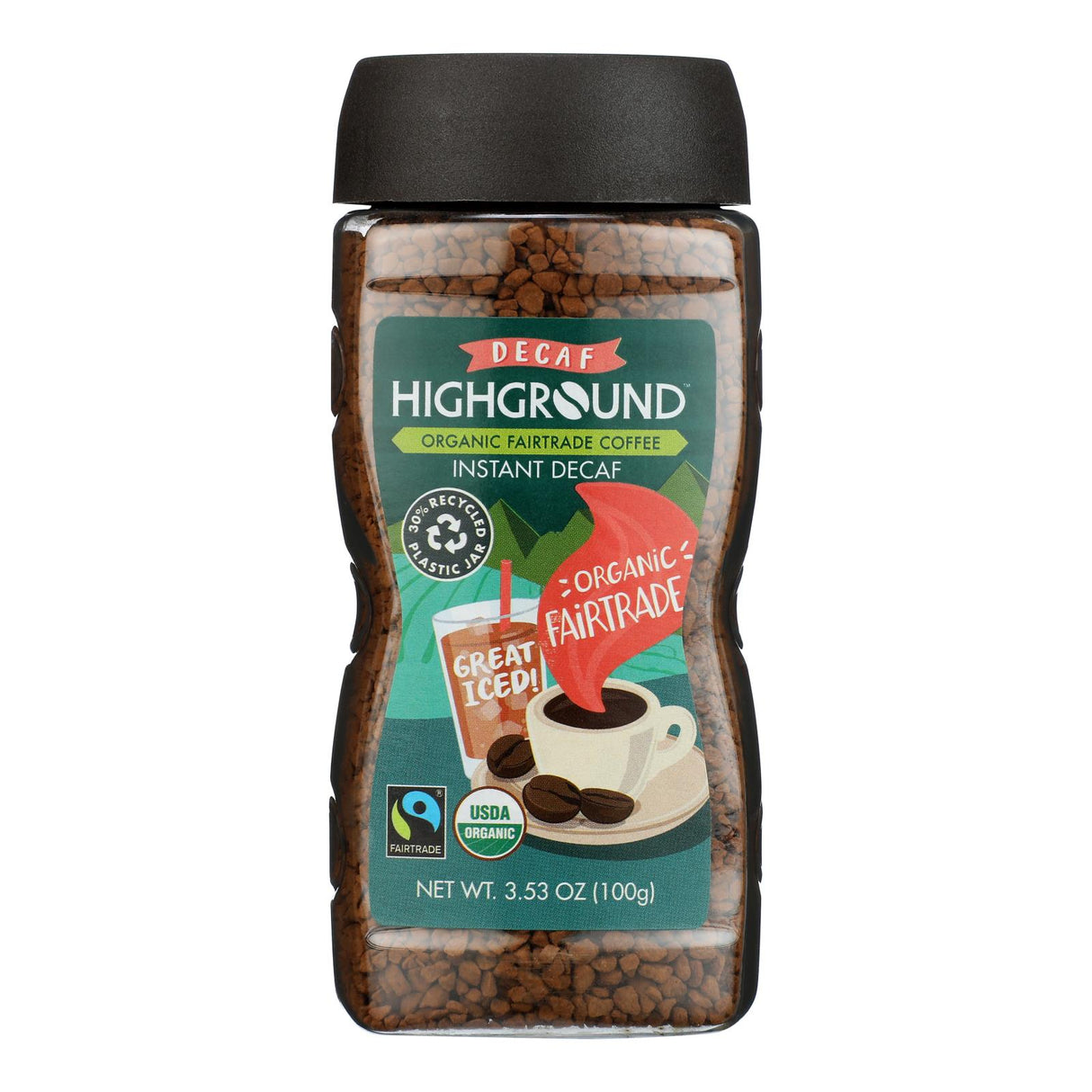 Highground Decaf Instant Coffee, 3.53 Oz (Pack of 6) - Cozy Farm