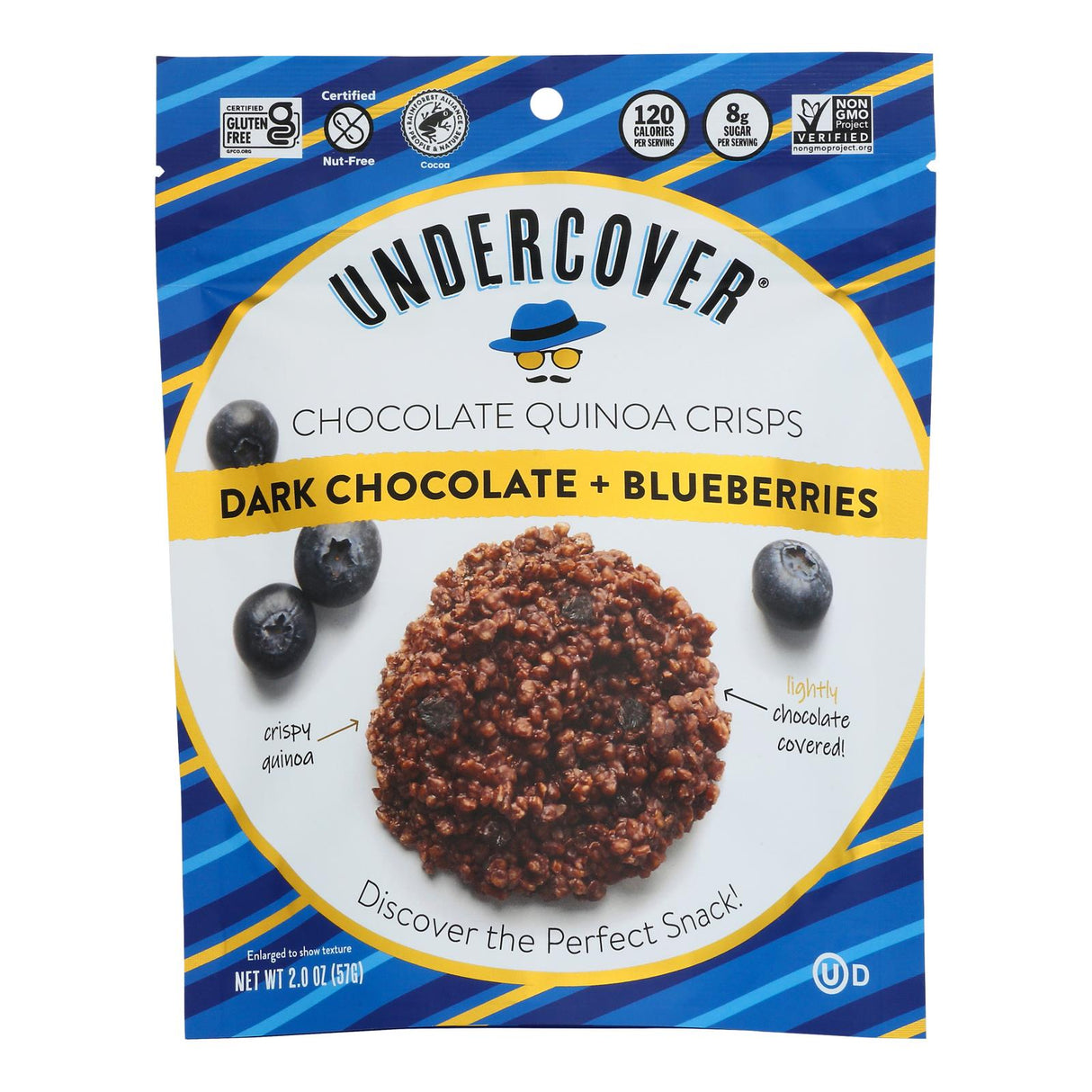 Undercover Quinoa Crispy Blueberry Quinoa Dark Chocolate - 12 Pack - 2 Oz - Cozy Farm