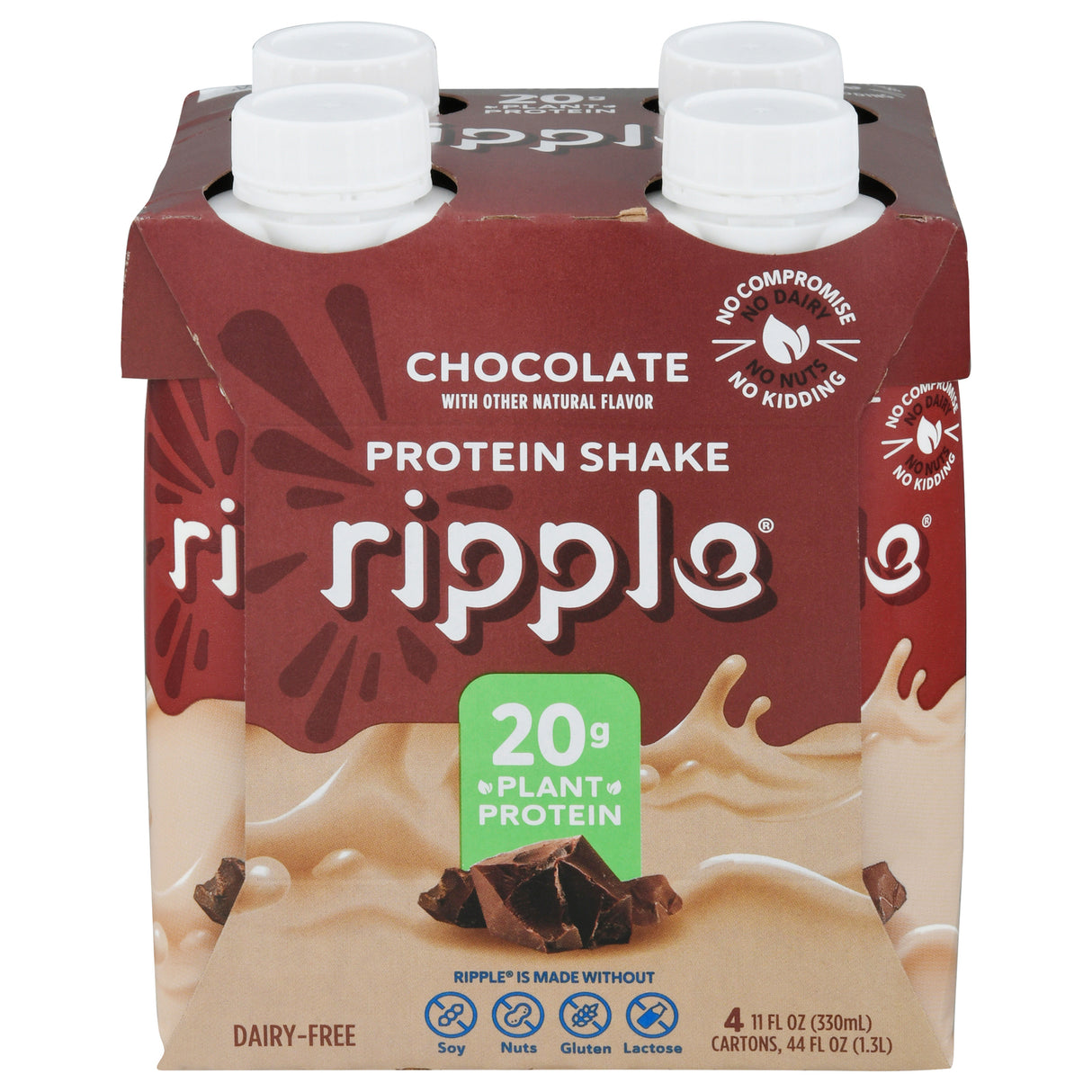 Ripple Foods PBC Chocolate RTD Plant Based Shake 4/11 fl oz (Case of 6) - Cozy Farm