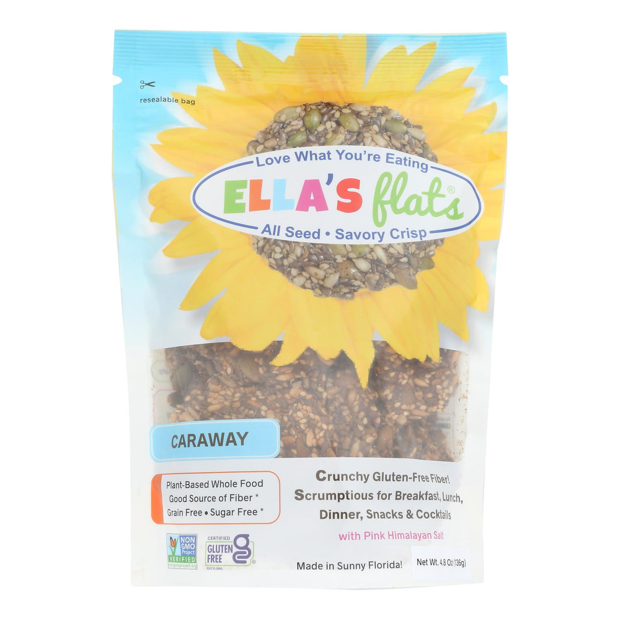 Ella's Flats Crisp All Seed Caraway - 4.8 Oz, Pack of 6 - Cozy Farm