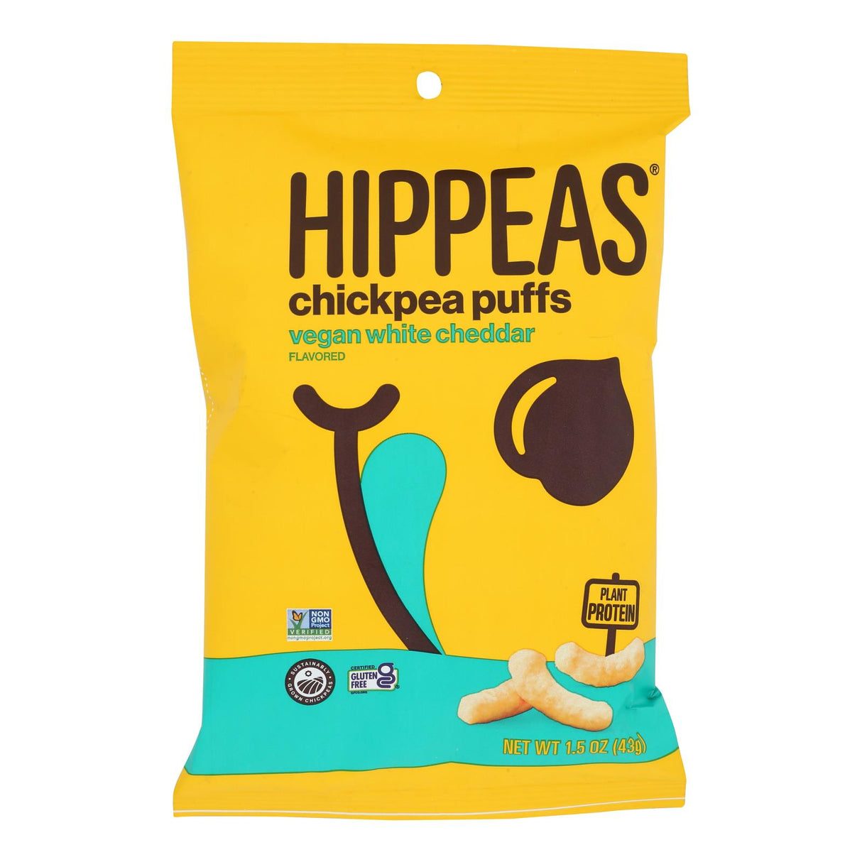 Hippeas White Cheddar Chickpea Puffs - Pack of Six 1.5 oz Bags - Cozy Farm