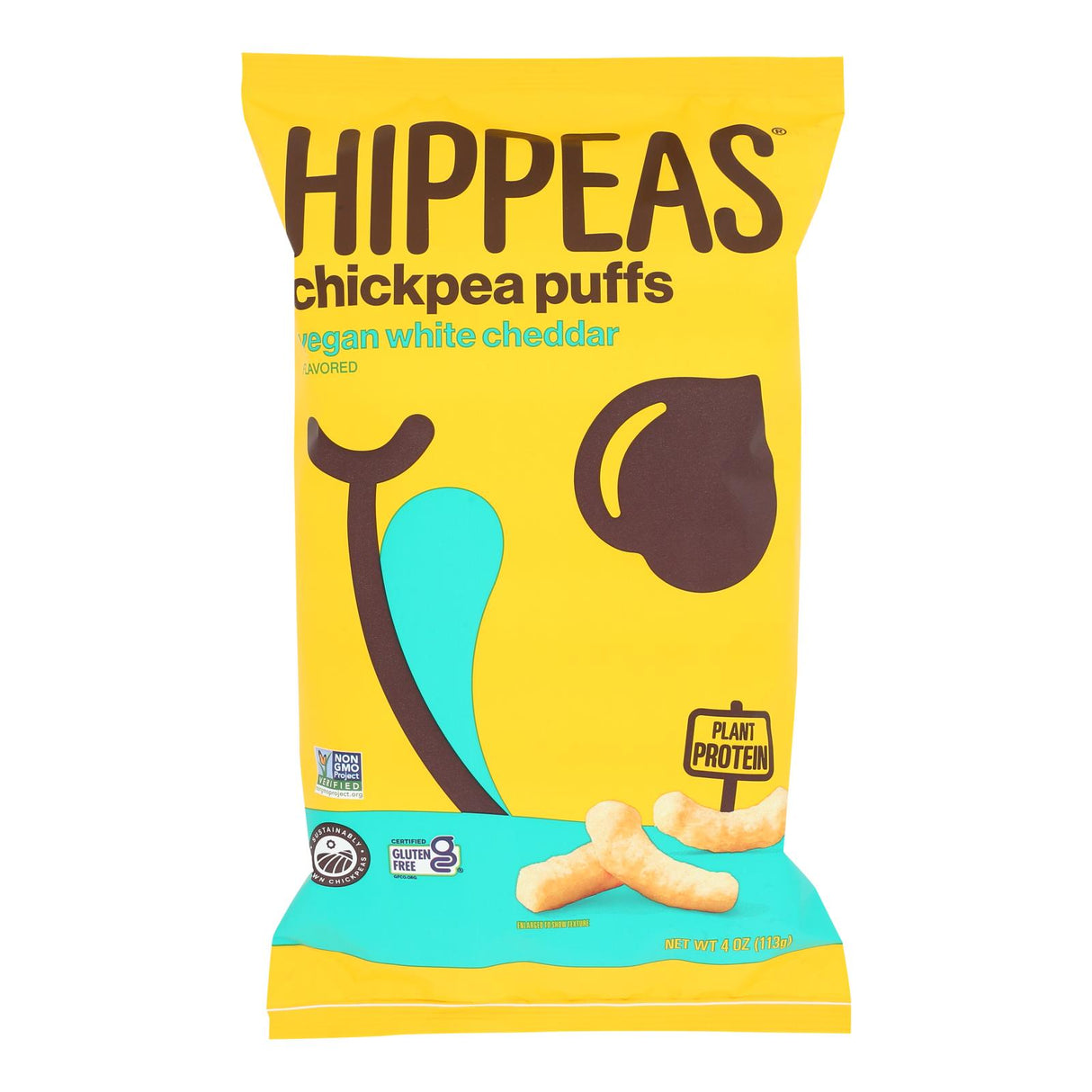 Hippeas White Cheddar Chickpea Puffs - 4 oz. x 12 - Cozy Farm