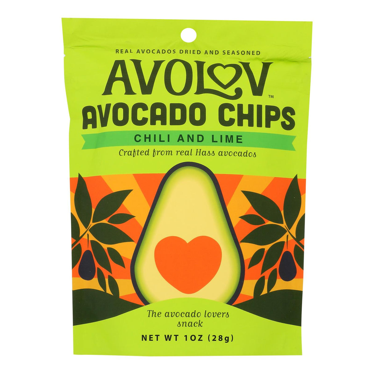 Branchout Avocado Chili Lime Chips, 1.3 Oz, Pack of 8 - Cozy Farm