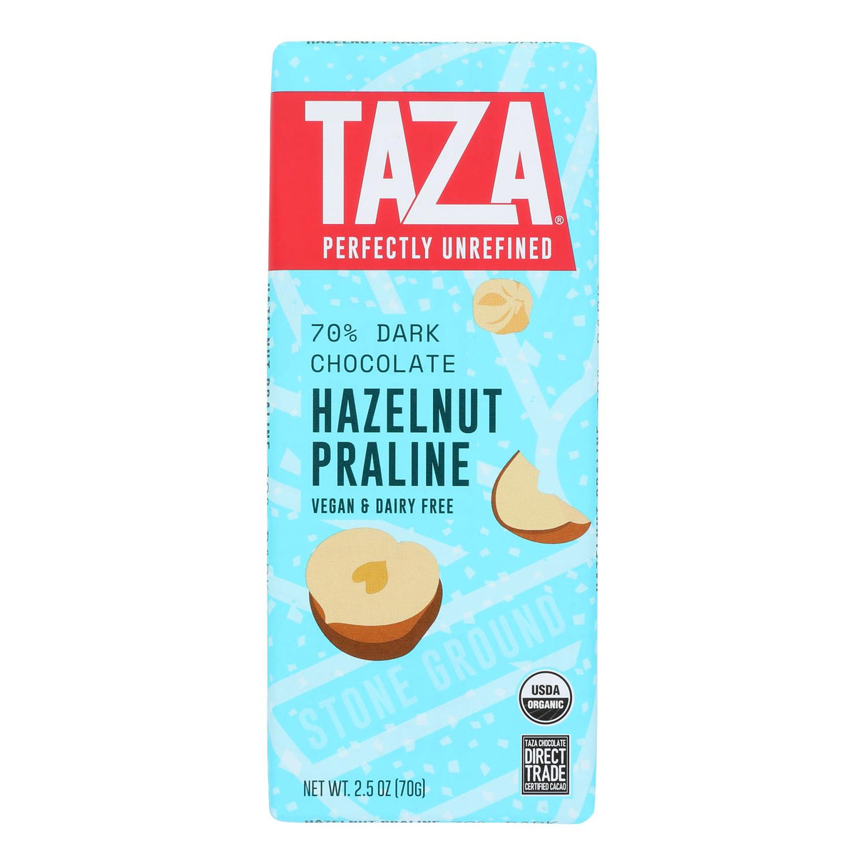 Taza Organic Dark Chocolate Hazelnut Bar - 2.5 Oz - Cozy Farm