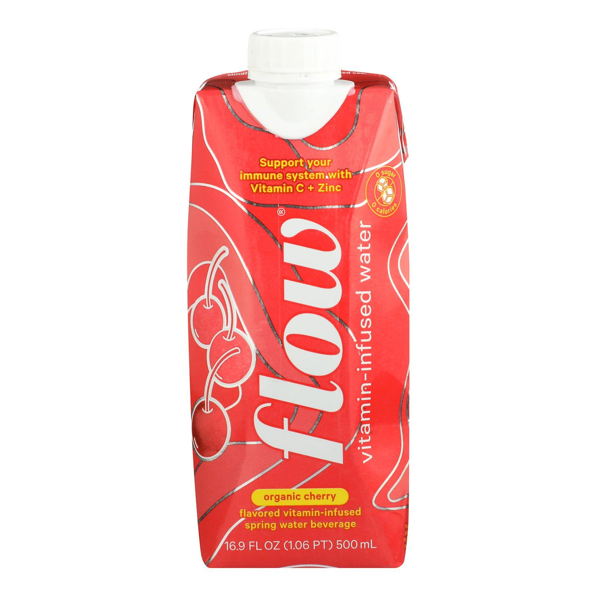 Flow Organic Vitamin Infused Cherry Water - Case of 12 - 500 mL - Cozy Farm