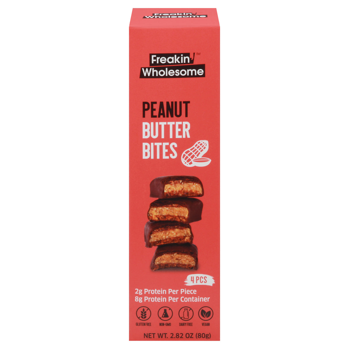 Freakin Wholesome Bites Peanut Butter Dark Chocolate - Case of 10 - 2.82 Ounces - Cozy Farm