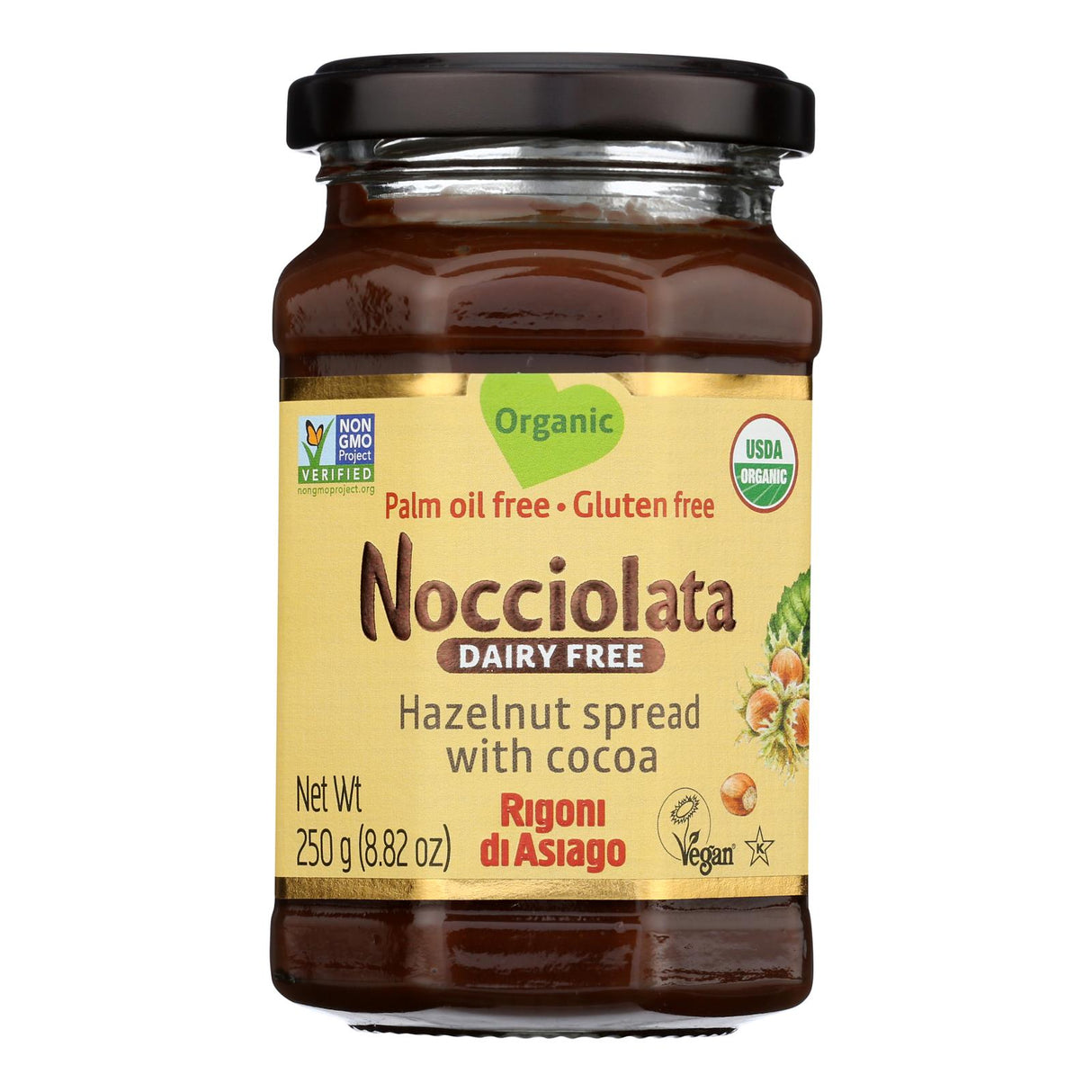 Nocciolata Organic Hazelnut Cocoa Dairy-Free Spread - Case of 6 - 8.82 Oz Jars - Cozy Farm