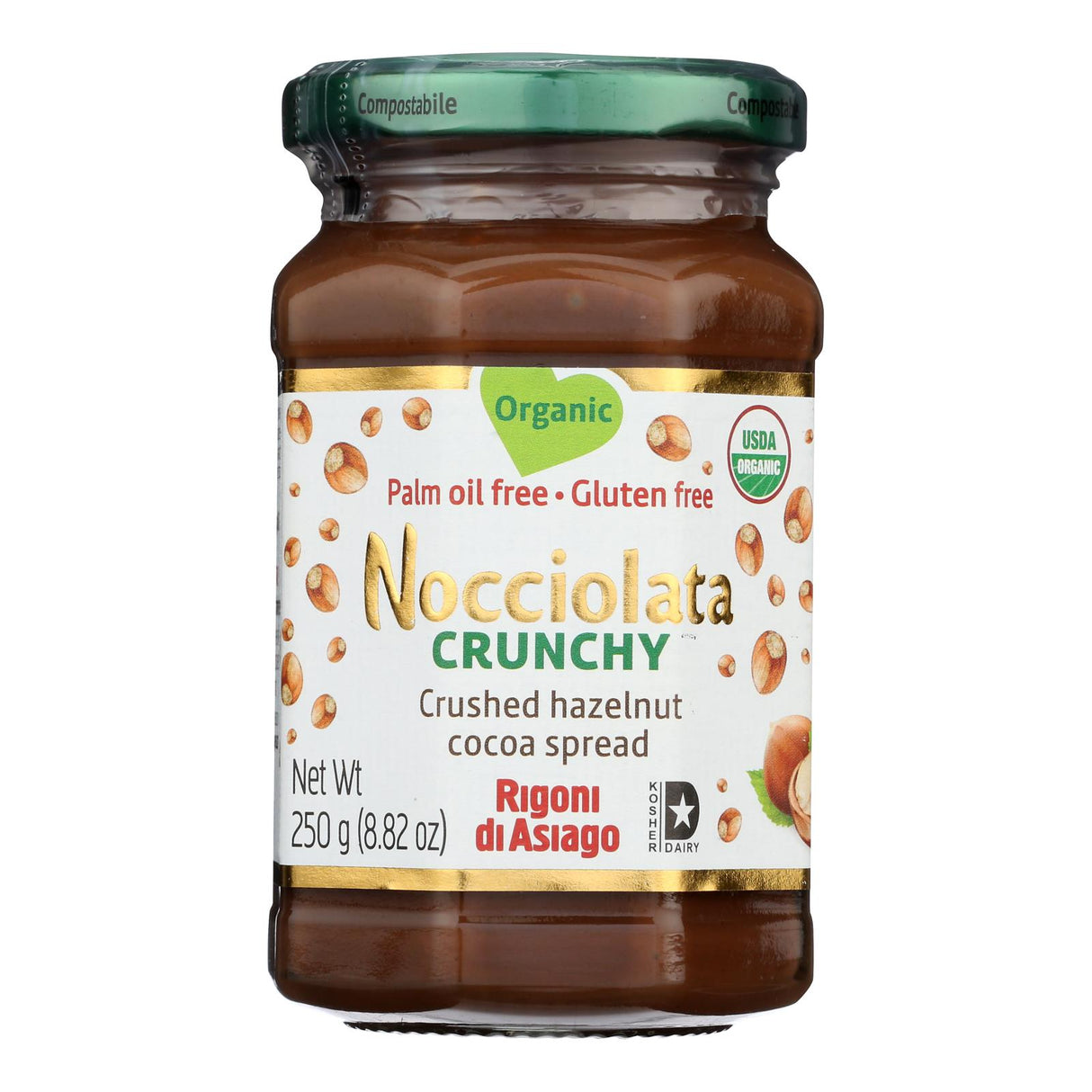 Nocciolata Organic Hazelnut Cocoa Crunch Spread - 8.82 Ounces, Pack of 6 - Cozy Farm