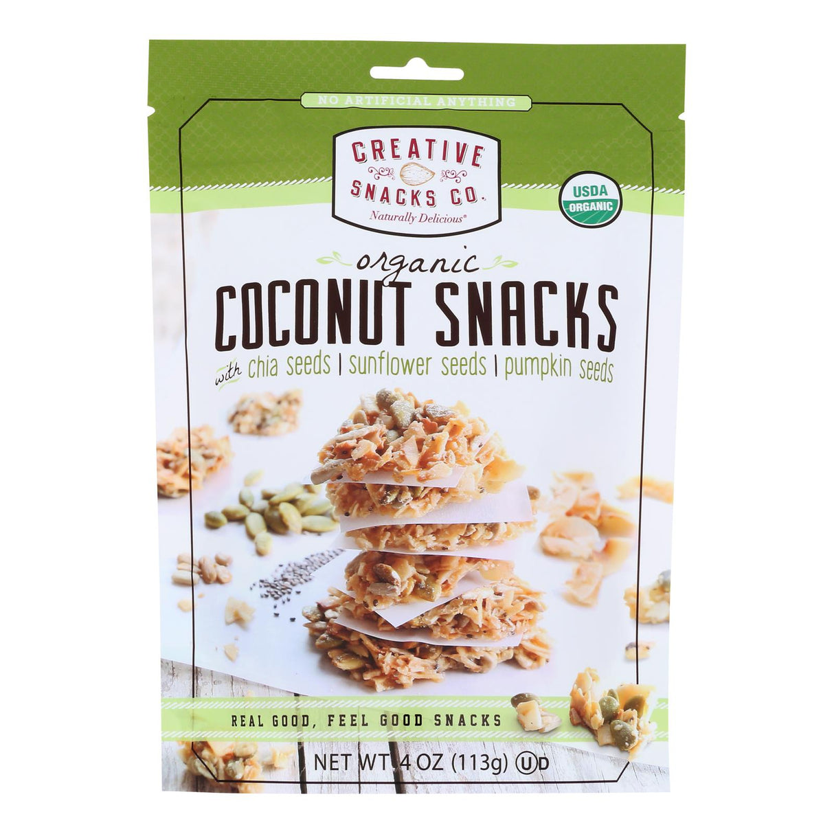 Organic Coconut Snack, Chia-Sun-Pumpkin by Creative Snacks Co., 4 oz, (6-Pack) - Cozy Farm