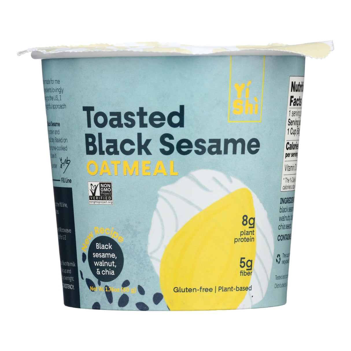 Yishi Toasted Black Sesame Oatmeal Cup - 1.76 oz, 6 Pack - Cozy Farm