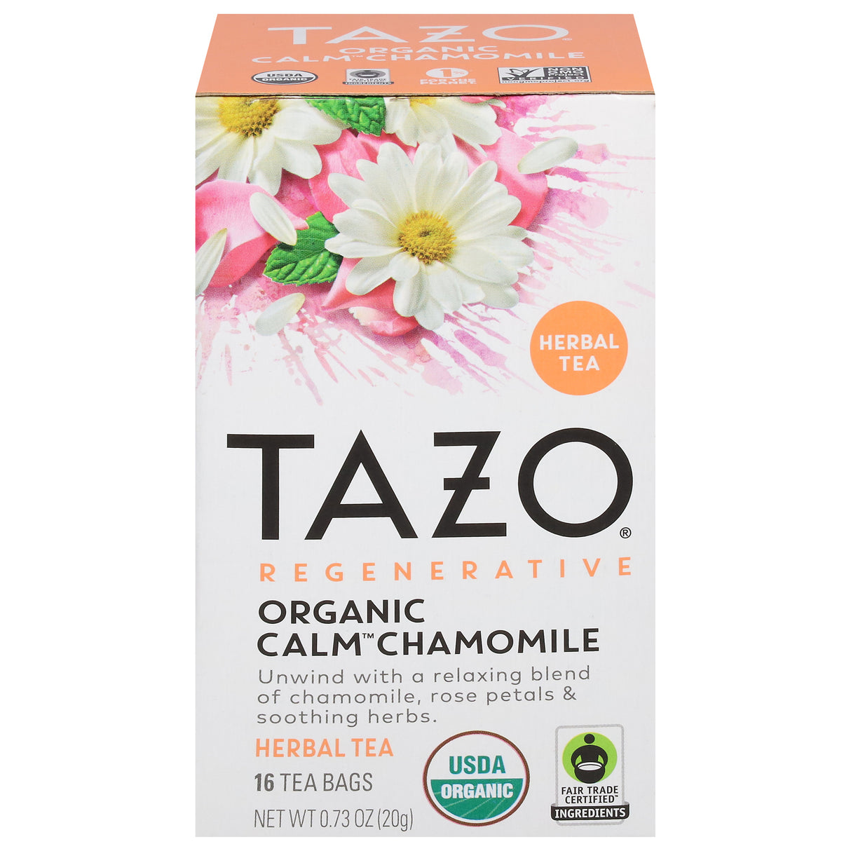 Tazo Organic Calm Chamomile Herbal Tea, 16 Tea Bags Per Box (Pack of 6) - Cozy Farm