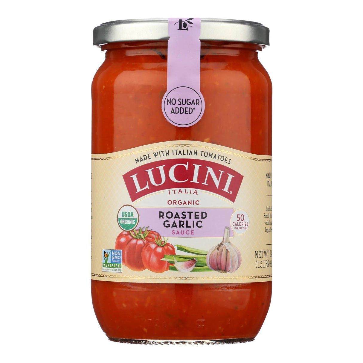 Lucini Italia Roasted Garlic Organic Marinara Sauce - 6 Pack (24 Oz. Jars) - Cozy Farm