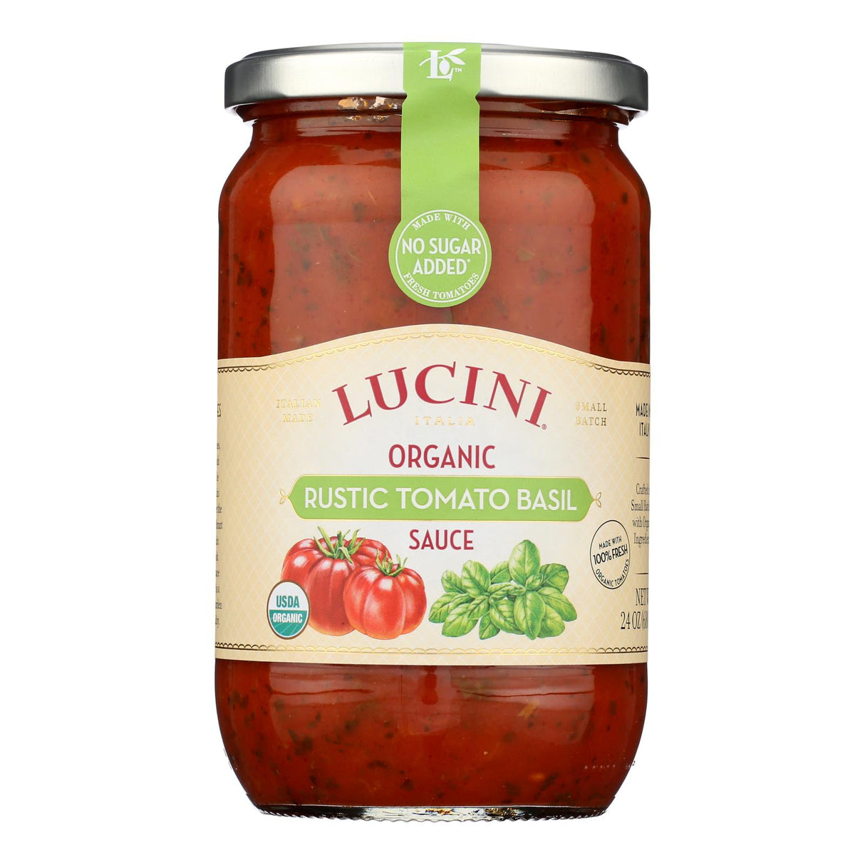 Lucini Italia Organic Pasta Sauce, Tomato Basil - 24 Oz., 6 Pack - Cozy Farm