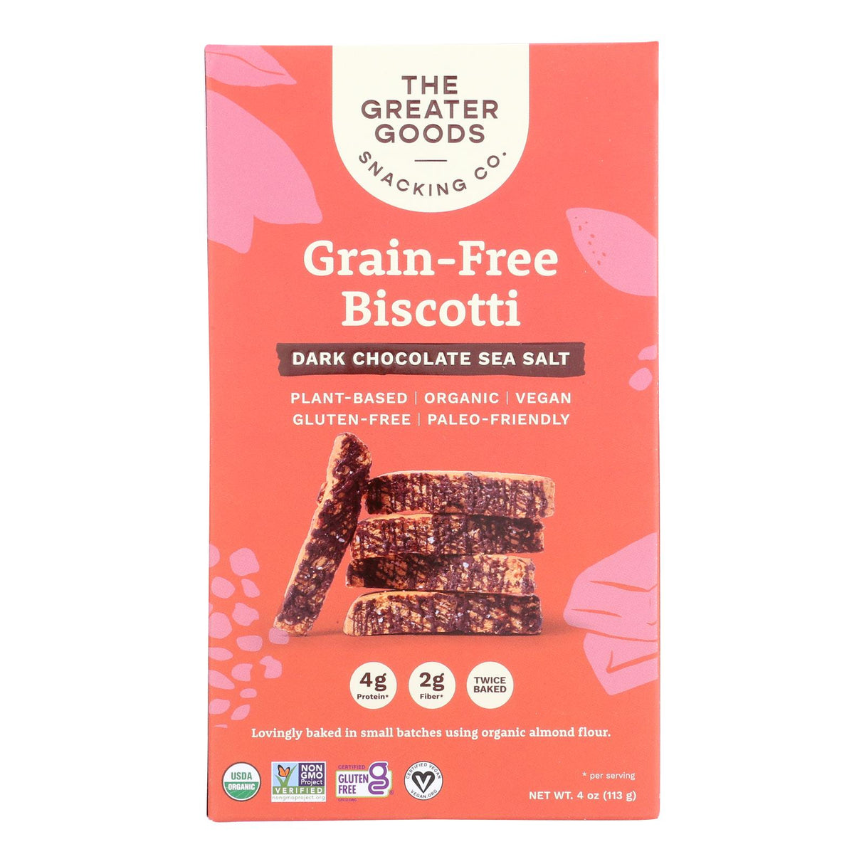 She Made Organic Dark Chocolate Sea Salt Biscotti - Case of 7 (4 oz) - Cozy Farm