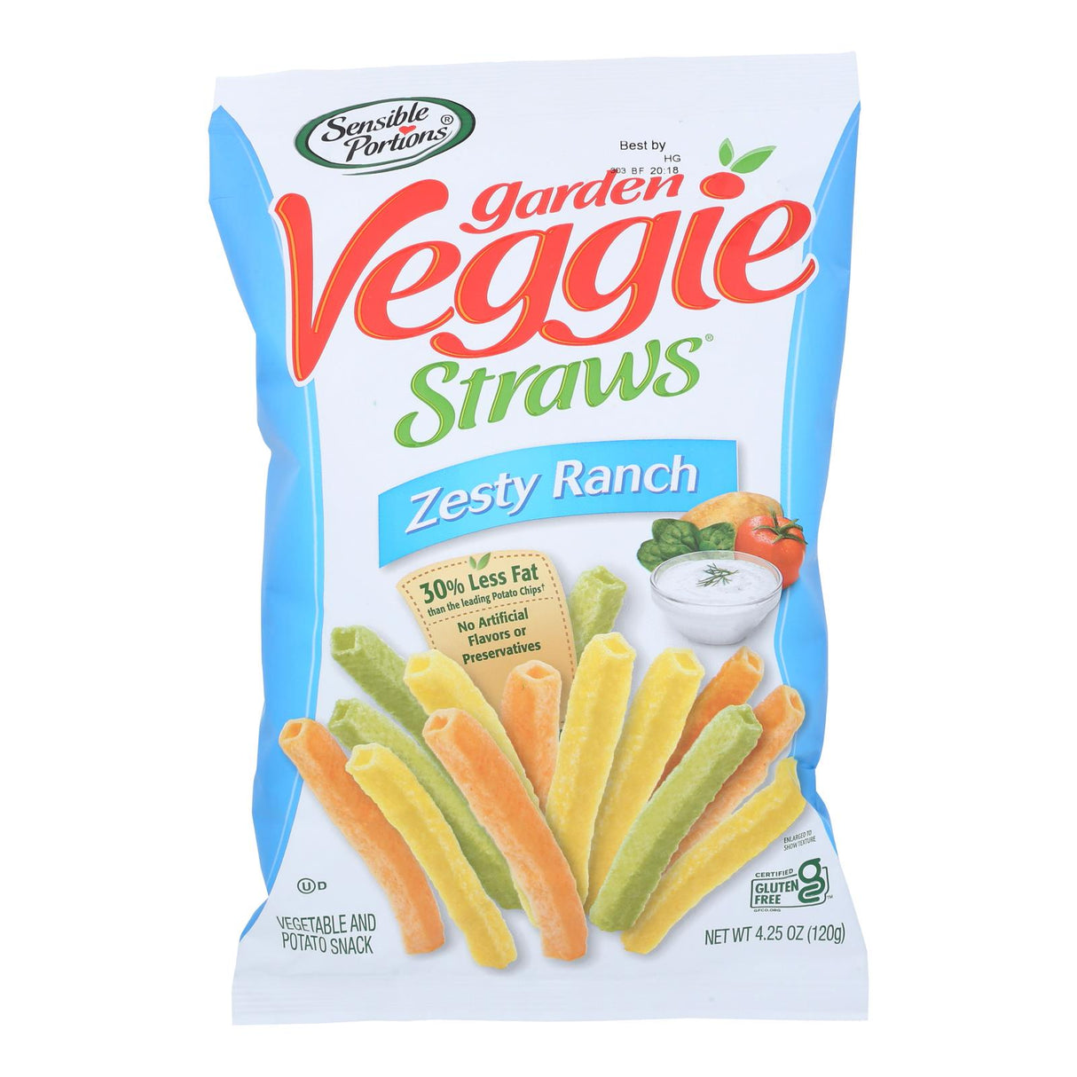 Sensible Portions Veggie Straws: Zesty Ranch, 4.25 Oz (Case of 12) - Cozy Farm
