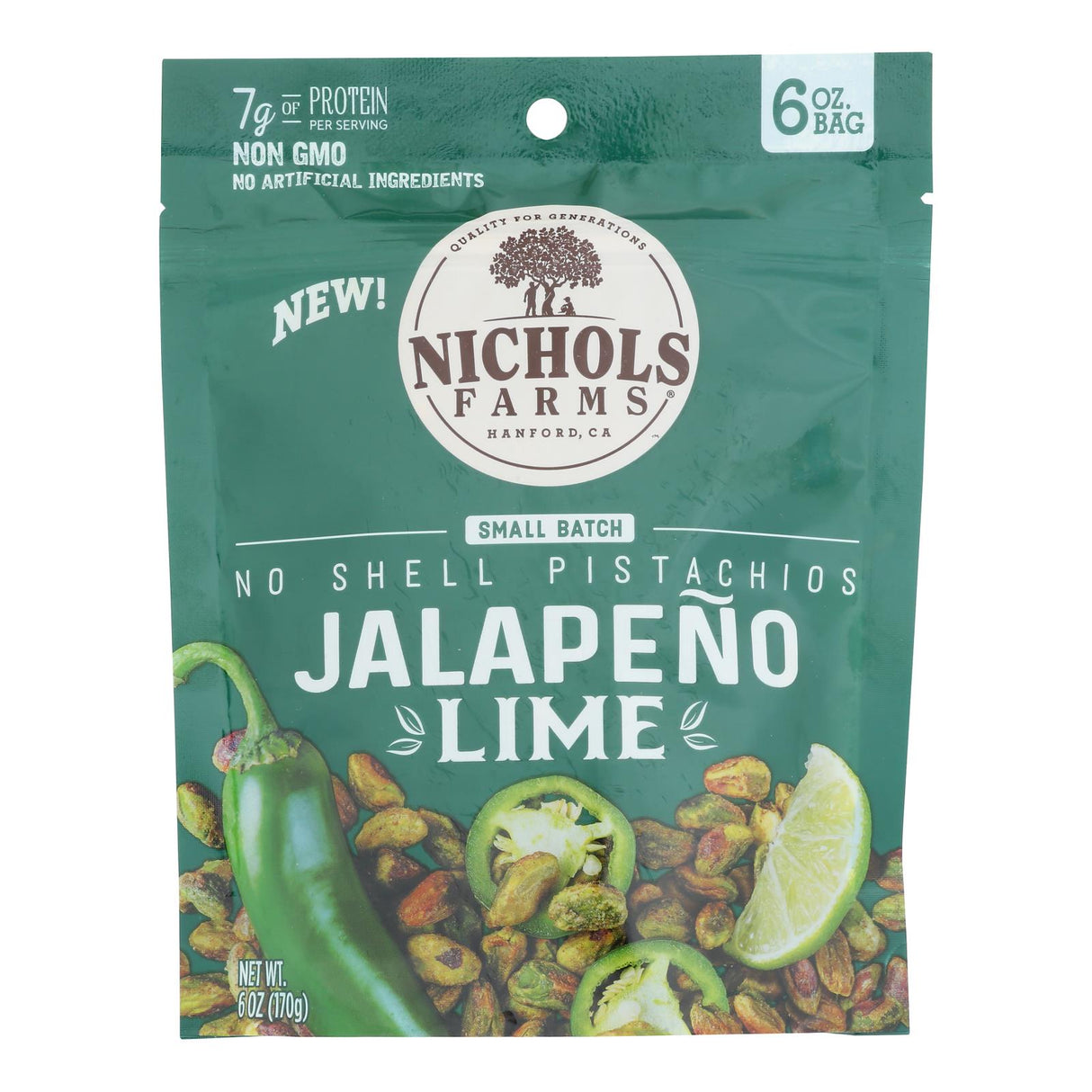 Nichols Farms Jumbo Lime Pistachios, No Shell, 15-6 oz Packs - Cozy Farm
