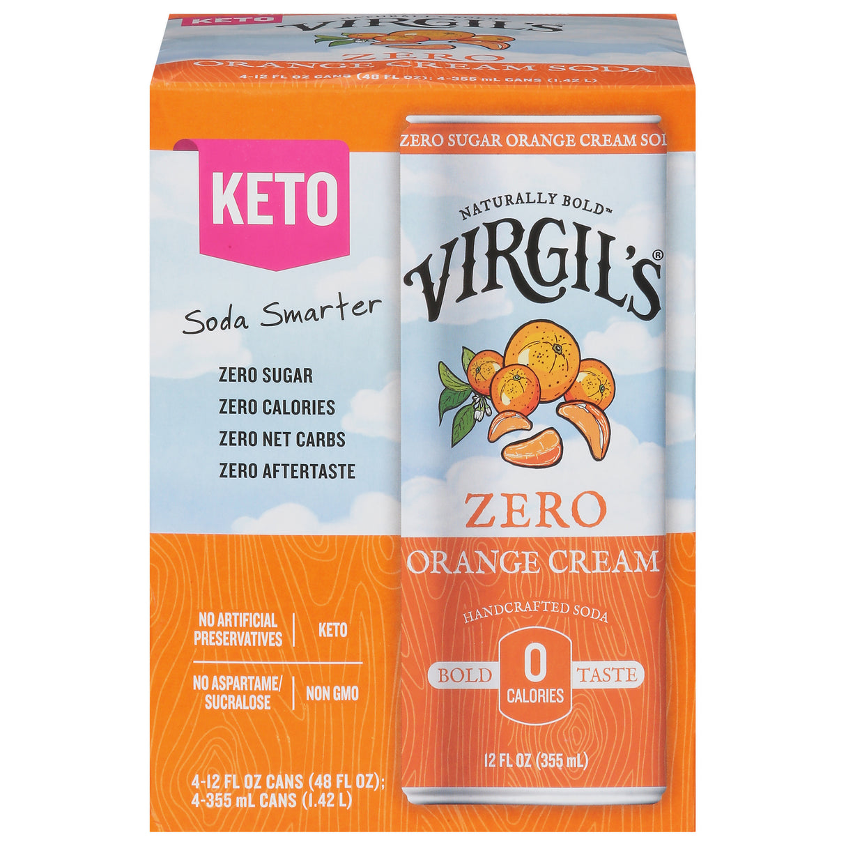 Virgil's Zero Sugar Orange Soda Can - 6-Pack, 48 Fluid Ounce - Cozy Farm