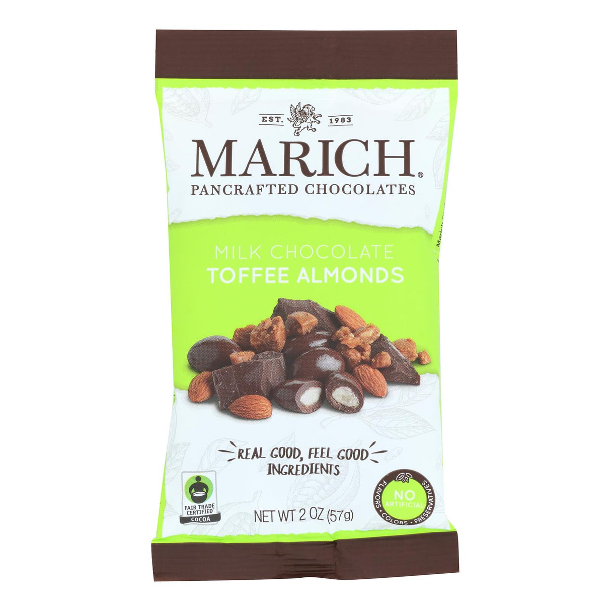 Marich Premium Almonds Toffee Milk Chocolate Bags, 12 x 2 Ounce - Cozy Farm