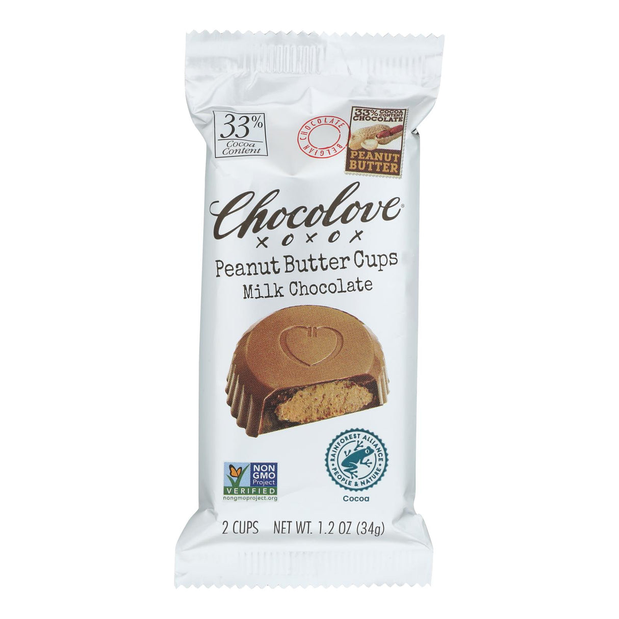 Chocolove Indulgent Peanut Butter Milk Chocolate Cups - 1.2 Oz. - Case of 10 - Cozy Farm