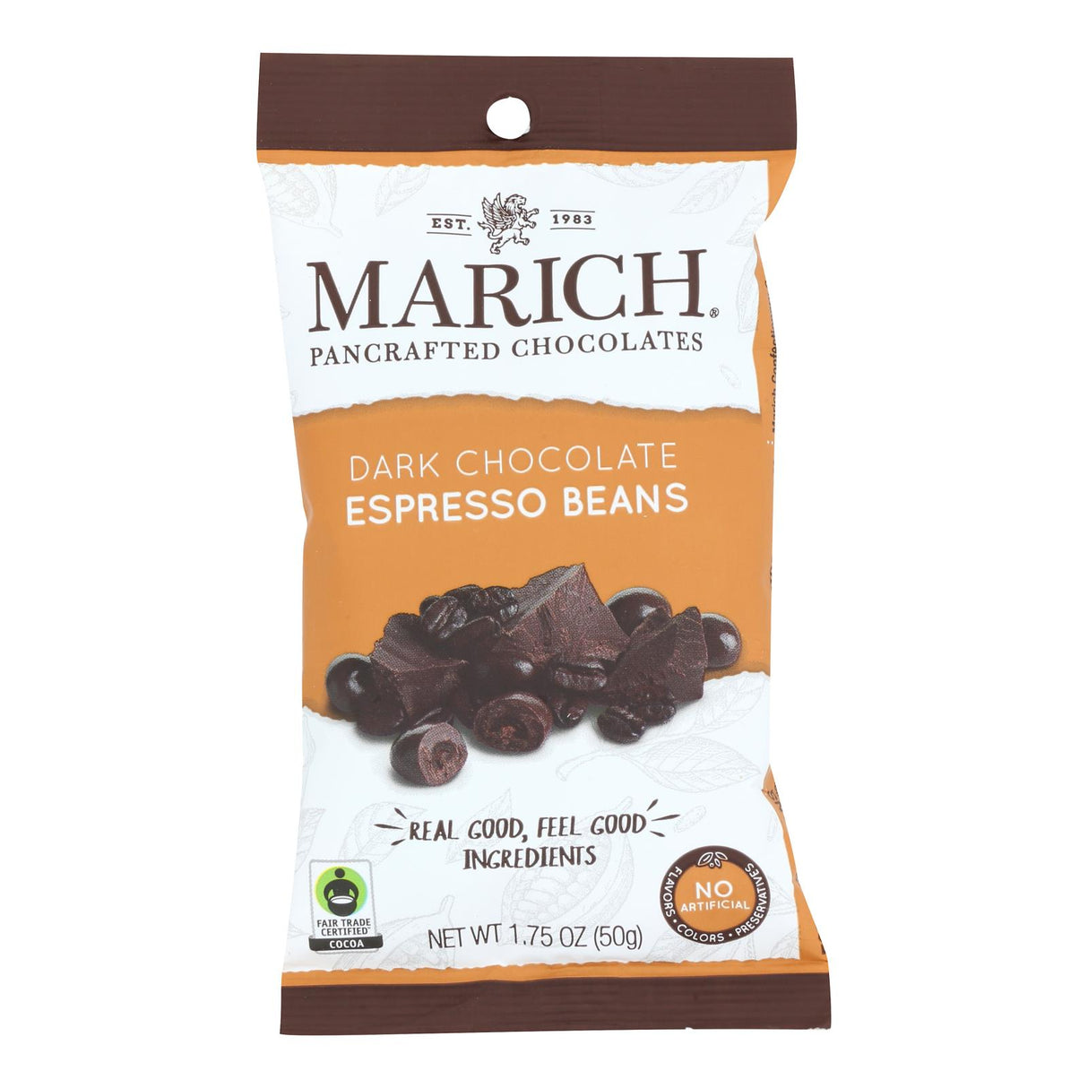 Marich Dark Chocolate Espresso Beans - 2 Oz. (Case of 12) - Cozy Farm