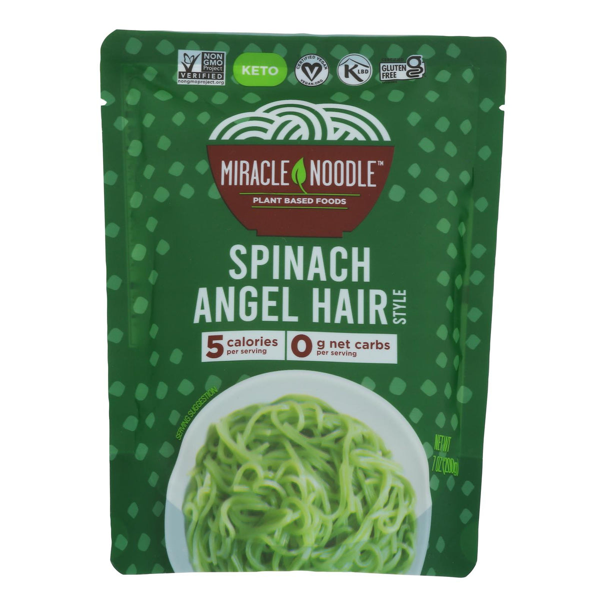 Miracle Noodle Angel Hair Spinach - Case of 6 x 7oz - Cozy Farm