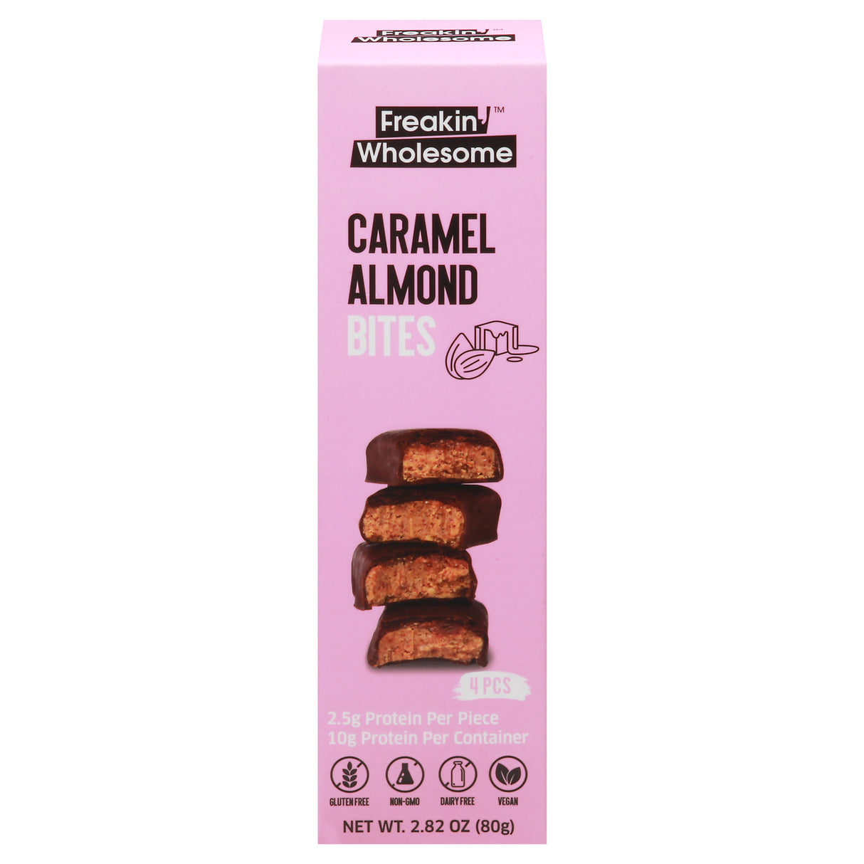 Freakin' Wholesome Bites Caramel Almond Dark Chocolate, Case of 10 - 2.82 Oz. - Cozy Farm