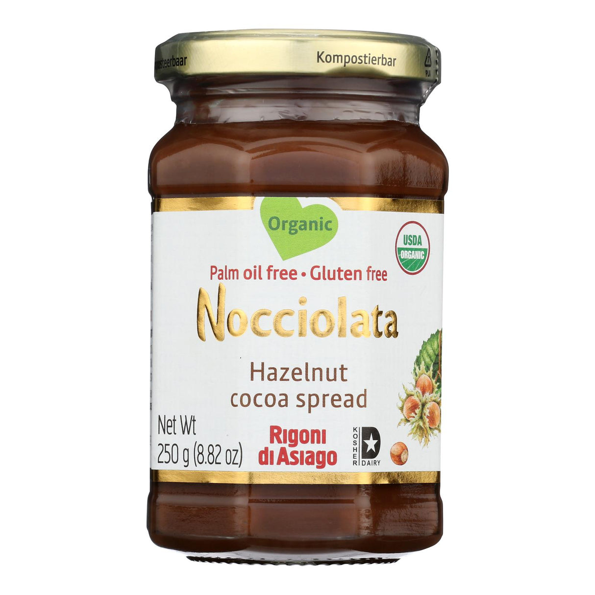 Nocciolata Organic Hazelnut Cocoa Spread - 6 Pack, 8.82 Ounce Jars - Cozy Farm