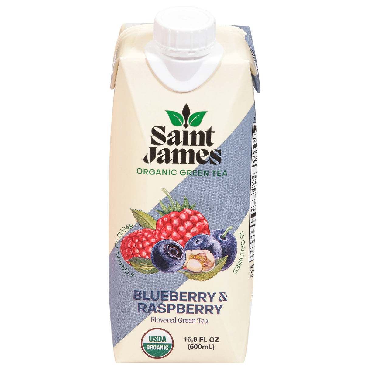 Saint James Organic Blueberry Raspberry Green Tea - Case of 12 - 16.9 Fl Oz - Cozy Farm
