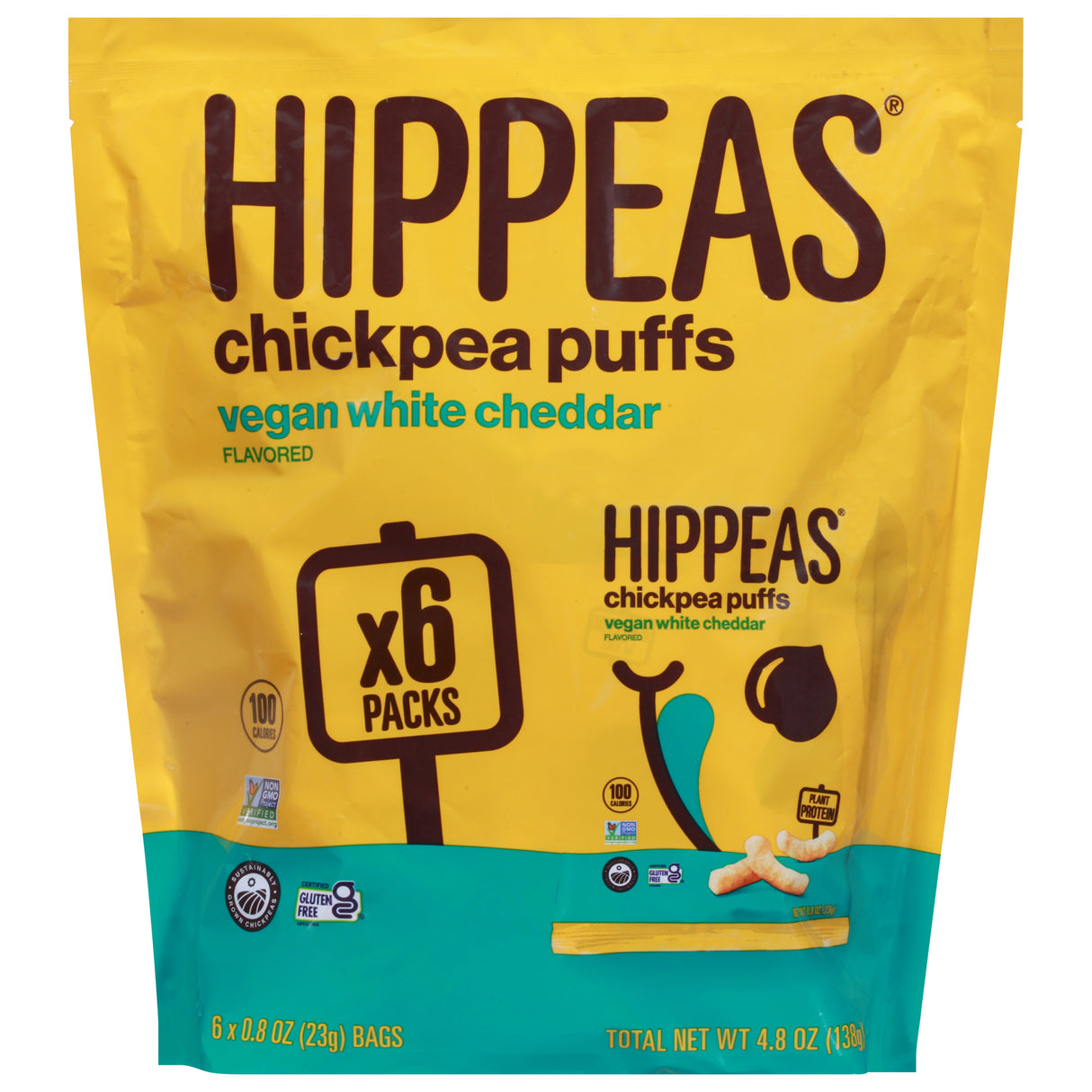 Hippeas Vegan White Cheddar Chickpea Puffs 6.8 Ounce (Case of 12) - Cozy Farm