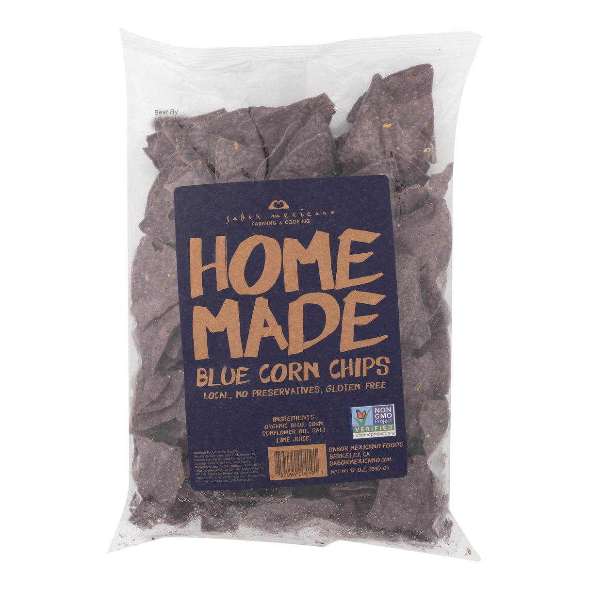 Sabor Mexicano Homemade Blue Corn Chips, 10 oz (Case of 11) - Cozy Farm