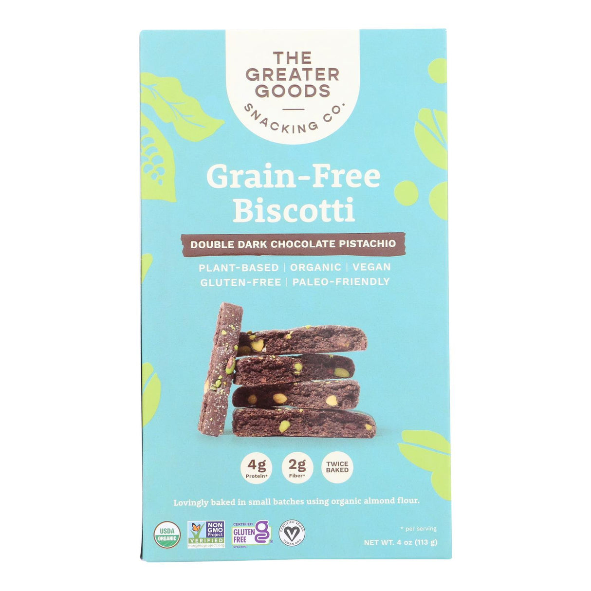 She Made Biscotti Organic Dark Chocolate Pistachio – 7-Pack of 4-Ounce Cases - Cozy Farm