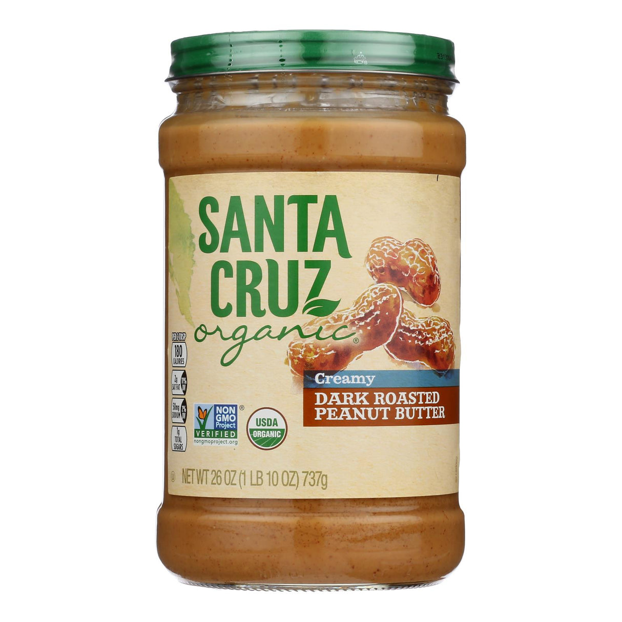 Santa Cruz Organic Dark Roast Creamy Peanut Butter - 26 oz, Case of 6 - Cozy Farm