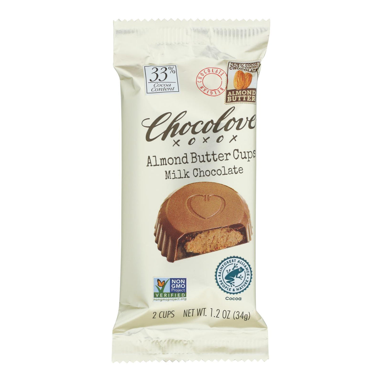 Chocolove Almond Butter Milk Chocolate Cups - 1.2 oz., Case of 10 - Cozy Farm