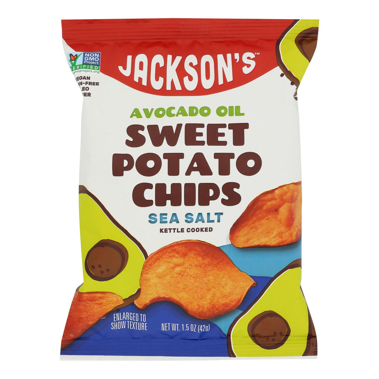 Jackson's Sea Salt Sweet Potato Chips | Case of 12 - 1.5 Oz Bags - Cozy Farm