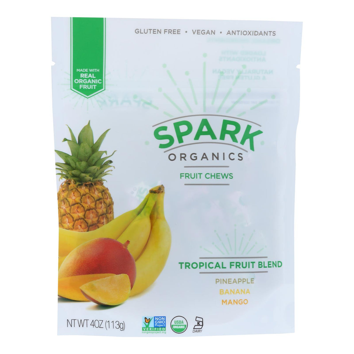 Spark Organics Fruit Chews: Sweet Tropical Goodness in 16 Pack (4 Oz per Bag) - Cozy Farm