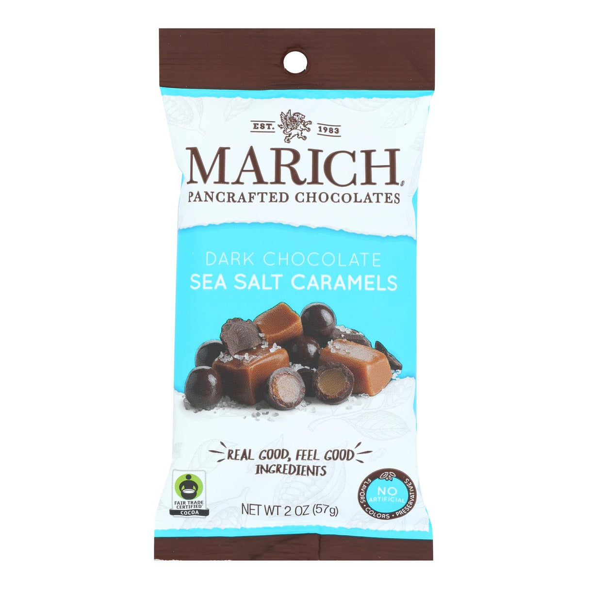 Marich Dark Chocolate Sea Salt Caramels, 2 Oz Squares, Case of 12 - Cozy Farm