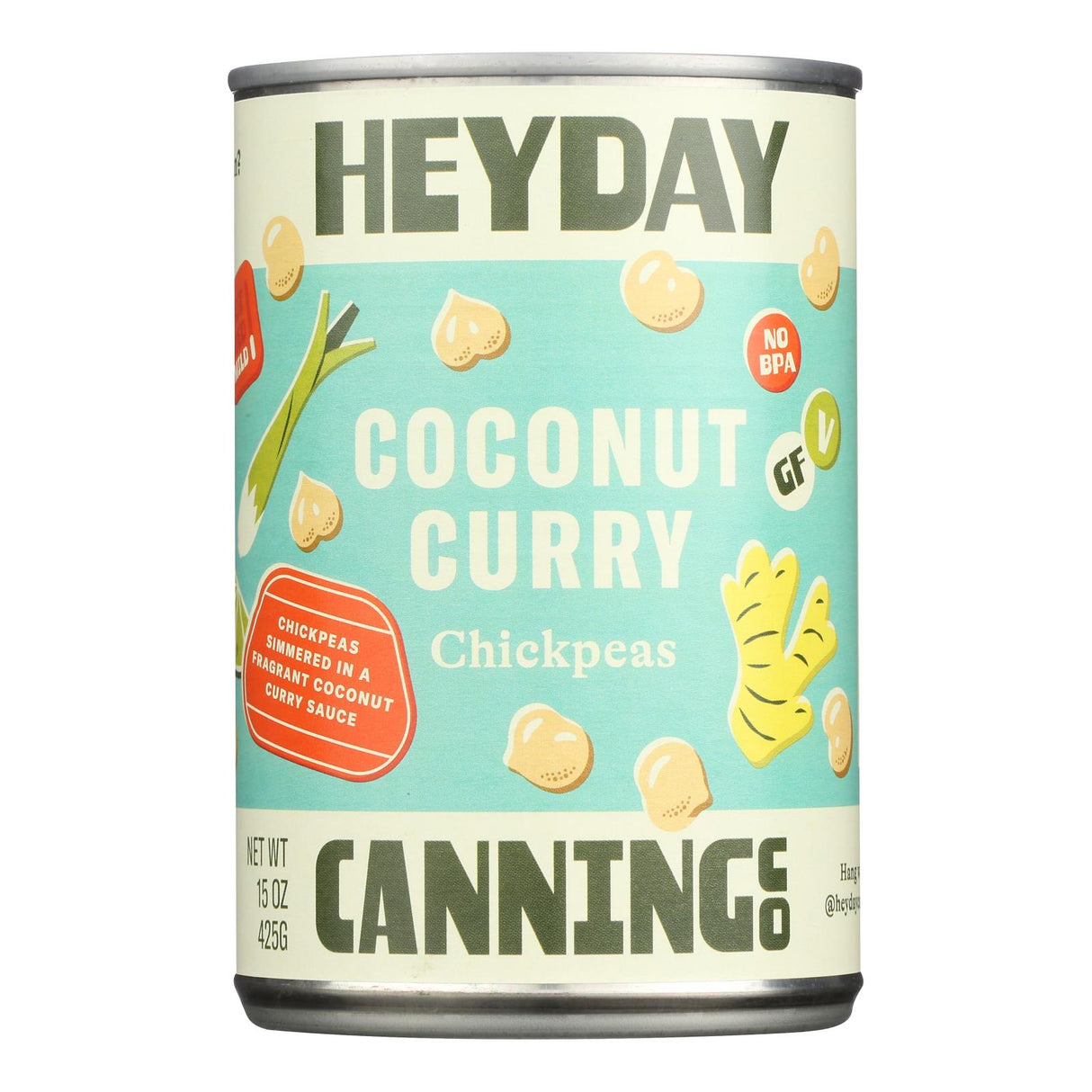 Heyday Canning Company Chickpeas Coconut Curry Mild - 15 oz (Case of 6) - Cozy Farm