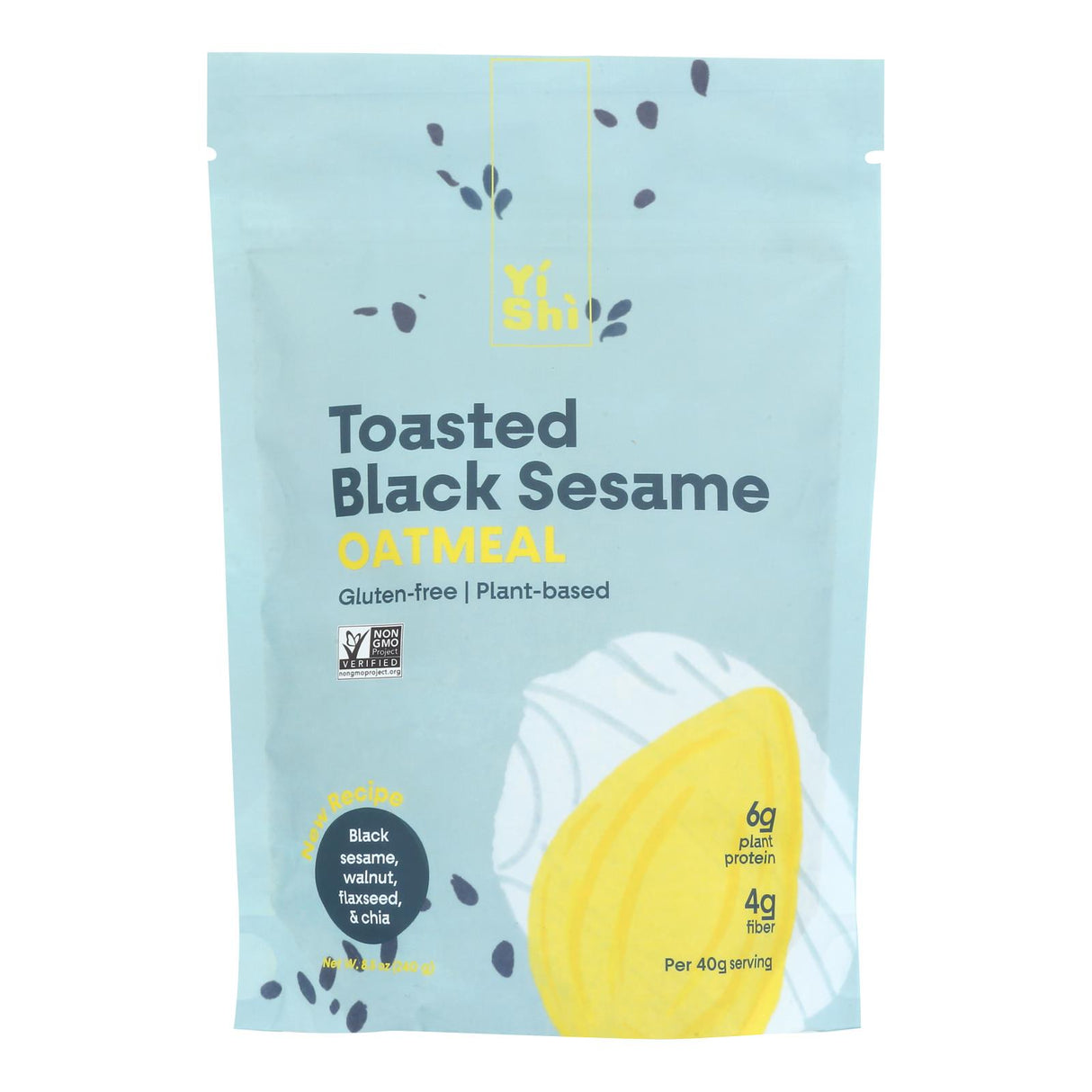 Yishi Toasted Black Sesame Oatmeal - 8.5 Oz, Enriched with Antioxidants for Heart Health (Case of 5) - Cozy Farm 