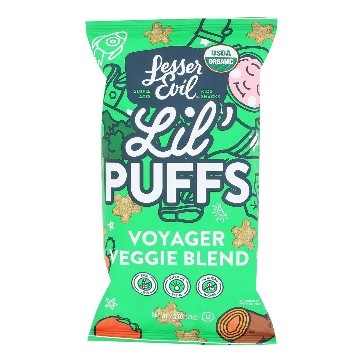 Lesser Evil Organic Veggie Blend Little Puff - 2.5 Ounce - Pack of 5 - Cozy Farm