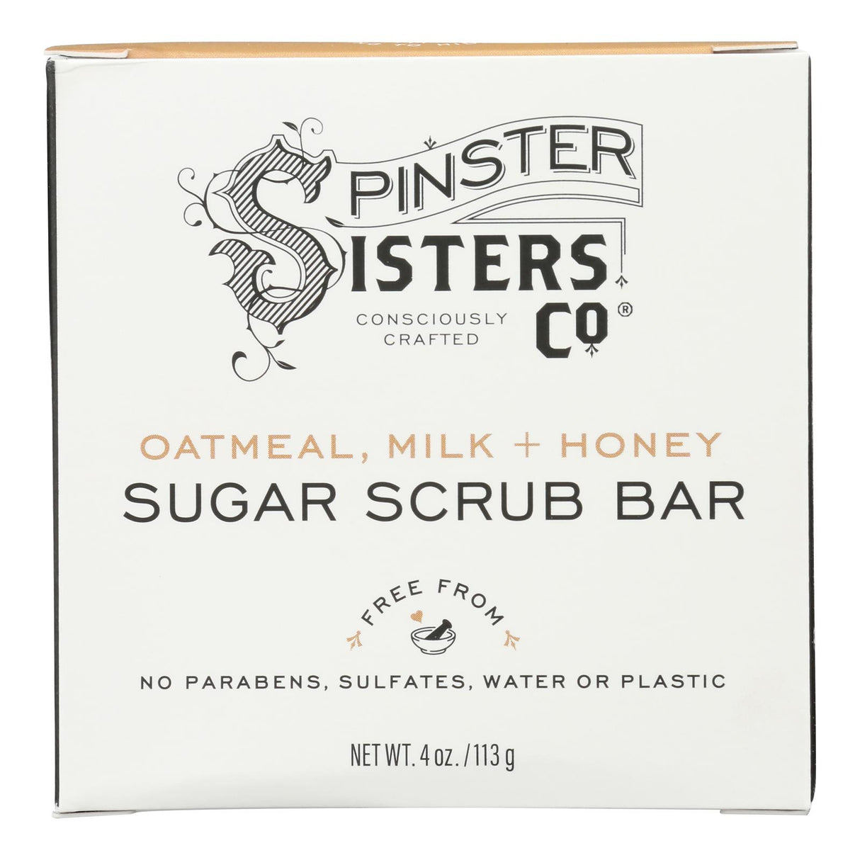 Spinster Sisters Company Scrub Brush Sugar Oatmeal Milk Honey - 4 Ounces - Cozy Farm
