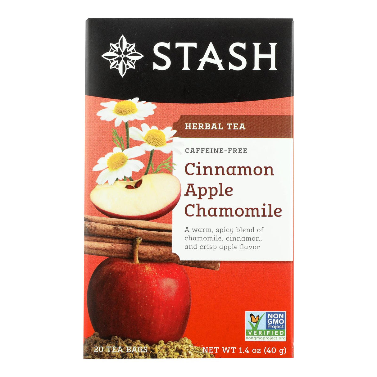 Stash Tea Herbal Cinnamon Apple Chamomile Tea - Case of 6, 20 Bags - Cozy Farm