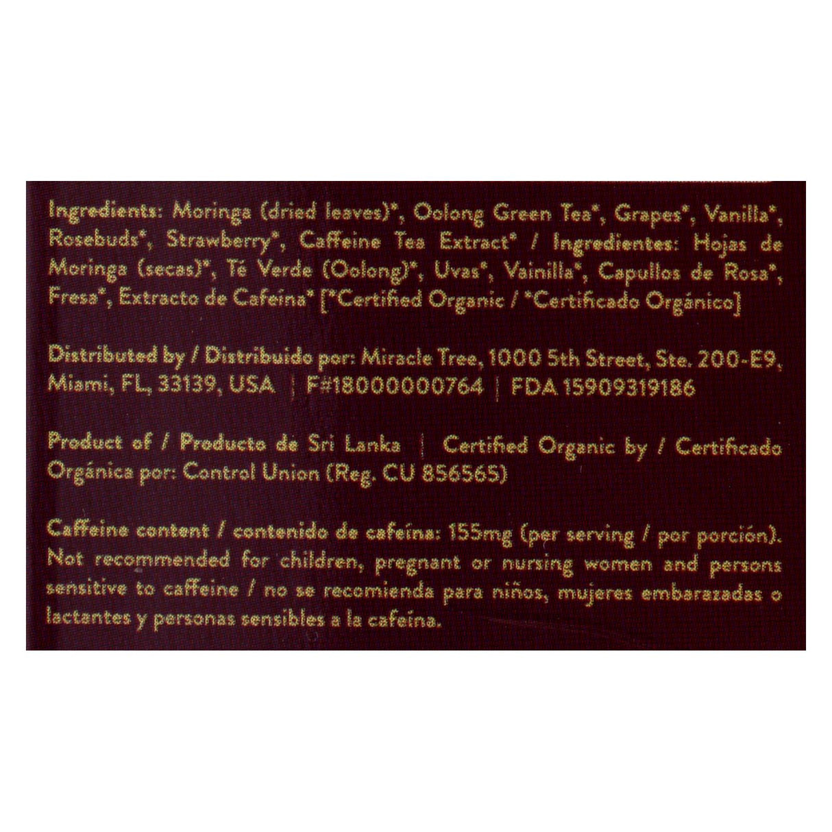 Miracle Tree Tea Moringa Grape Vanilla (Pack of 5) 16 Ct - Cozy Farm