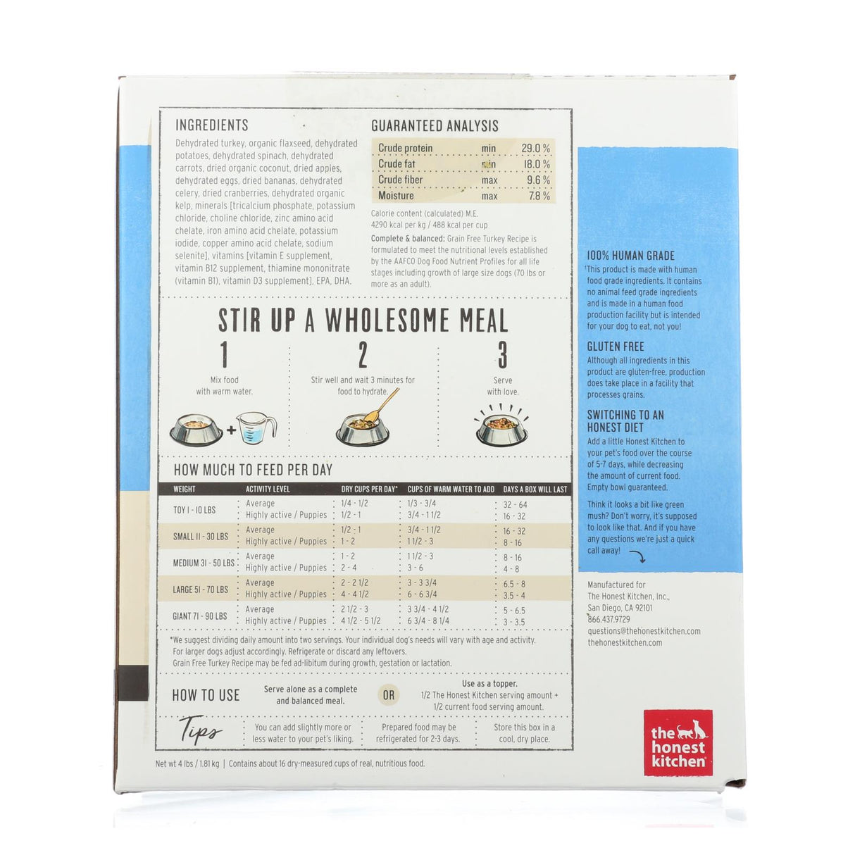 The Honest Kitchen Embark - Grain Free Turkey Dog Food - 4 Lb. - Cozy Farm