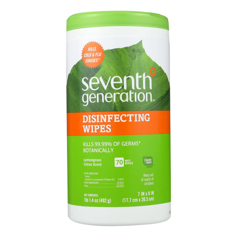 Seventh Generation Disinfecting Wipes: Lemongrass And Citrus, 70 Count - Cozy Farm 