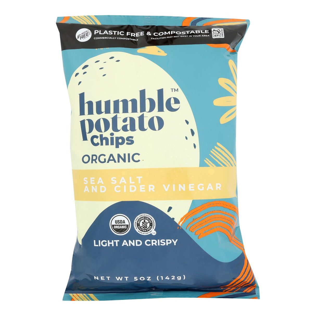 Humble Potato Chips, Sea Salt and Vinegar - 5 oz (Pack of 12) - Cozy Farm